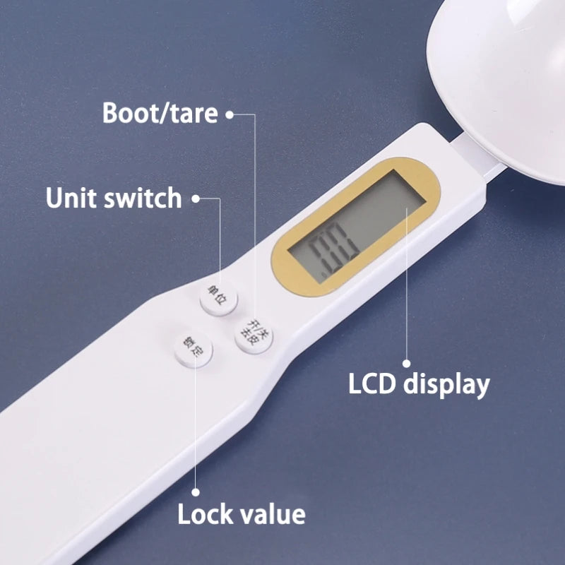 Adjustable Electronic Weighing Spoon Scale for Coffee, Food, Flour, and Baking. LCD Digital Measurement.