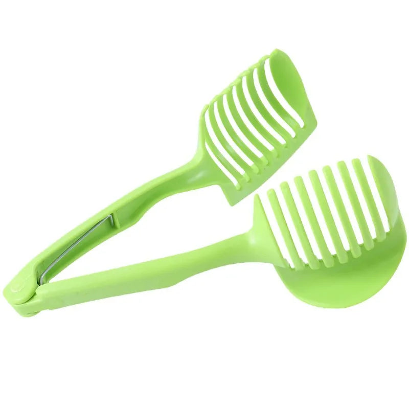 Two-Color Handheld Fruit & Veggie Slicer, for Orange, Lemon, Tomato, and Onion.