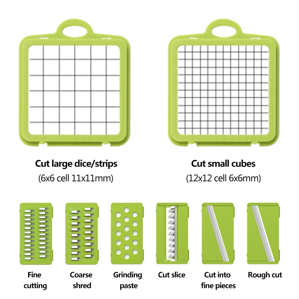 Multifunctional Vegetable Cutter & Slicer, Potato Peeler, Carrot Grater, and Kitchen Basket.