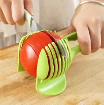 Two-Color Handheld Fruit & Veggie Slicer, for Orange, Lemon, Tomato, and Onion.