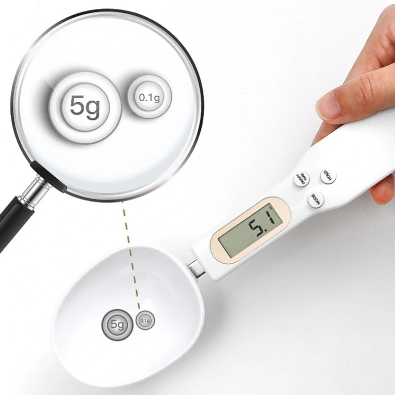 Adjustable Electronic Weighing Spoon Scale for Coffee, Food, Flour, and Baking. LCD Digital Measurement.